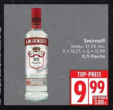 Smirnoff Vodka 0,7l Flasche - Top-Preis!