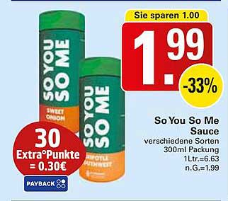 So You So Me Sauce verschiedene Sorten 300ml Packung