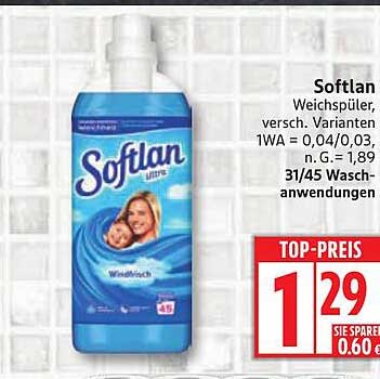 Softlan Weichspüler, verschiedene Varianten, 45 Wasch-Anwendungen