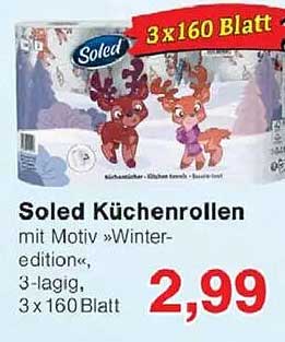 Soled Küchenrollen mit Motiv »Winter-edition«, 3-lagig, 3 x 160 Blatt