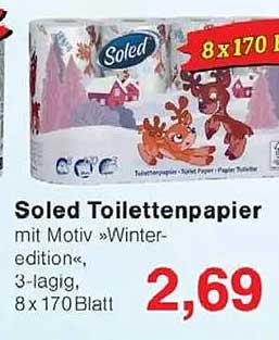Soled Toilettenpapier mit Motiv »Winter-edition«, 3-lagig, 8 x 170 Blatt