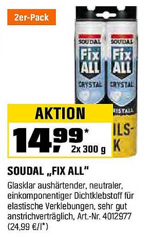 Soudal „Fix All“ - 2x300 g im Aktionsangebot