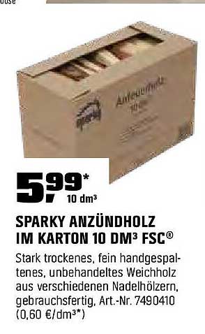 Sparky Anzündholz im Karton 10 DM³ FSC®