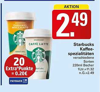 Starbucks Kaffeespezialitäten 220ml Becher - verschiedene Sorten