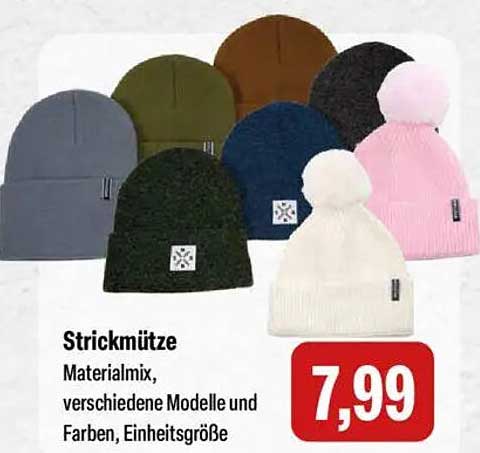 Strickmütze - Materialmix, verschiedene Modelle und Farben, Einheitsgröße