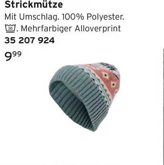 Strickmütze mit Umschlag, 100% Polyester