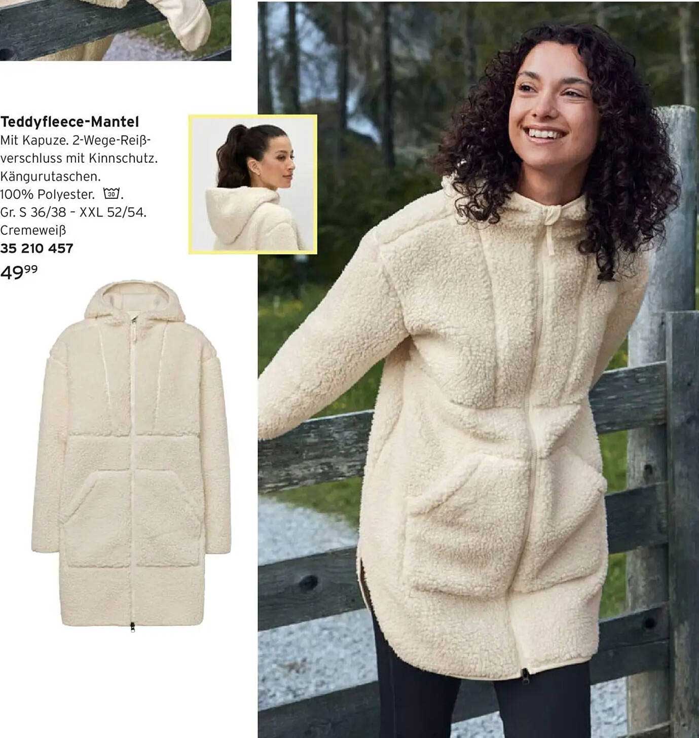 Teddyfleece-Mantel mit Kapuze