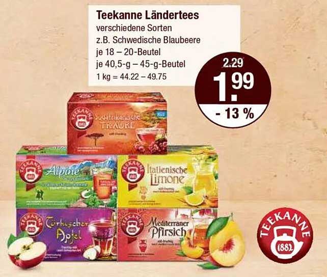 Teekanne Ländertees - Verschiedene Sorten