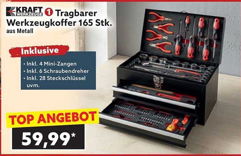 Tragbarer Werkzeugkoffer 165 Stk. aus Metall