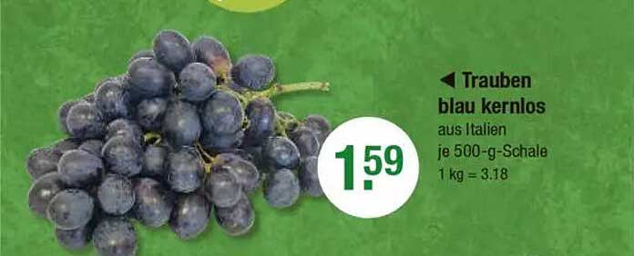 Trauben blau kernlos aus Italien je 500-g-Schale