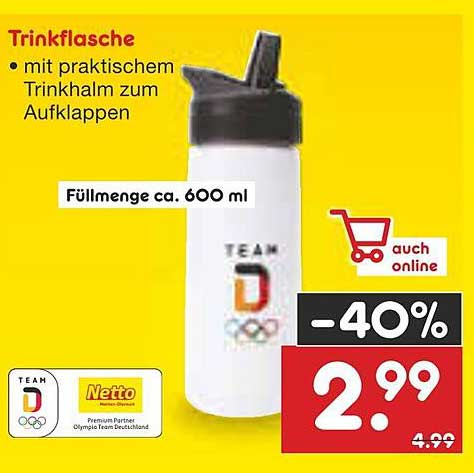 Trinkflasche mit praktischem Trinkhalm zum Aufklappen