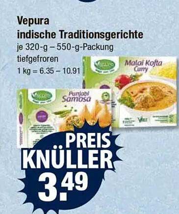 Vepura indische Traditionsgerichte, je 320-g – 550-g-Packung, tiefgefroren
