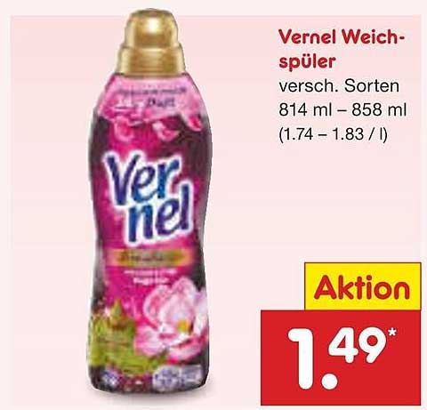 Vernel Weichspüler – Verschiedene Sorten 814 ml - 858 ml