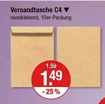 Versandtasche C4, nassklebend, 10er-Packung