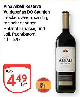 Viña Albali Reserva Valdepeñas DO Spanien 0,75 l