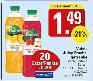 Volvic Juicy Fruchtgetränke 1L PET-Flasche
