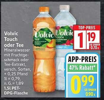 Volvic Touch oder Tee - Mineralwasser mit Fruchtgeschmack oder Tee-Extrakt