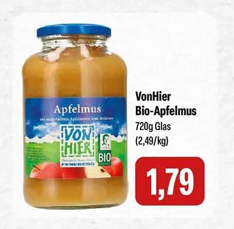 VonHier Bio-Apfelmus 720g Glas