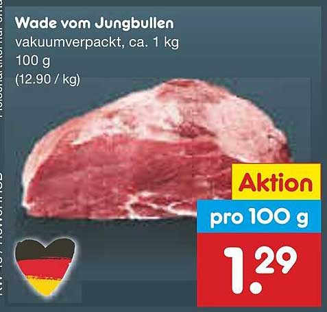 Wade vom Jungbullen vakuumverpackt, ca. 1 kg