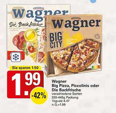 Wagner Big Pizza, Piccolinis oder Die Backfrische - verschiedene Sorten