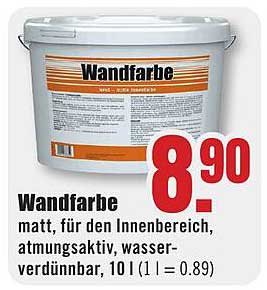 Wandfarbe matt, für den Innenbereich, atmungsaktiv, wasserverdünnbar, 10 l