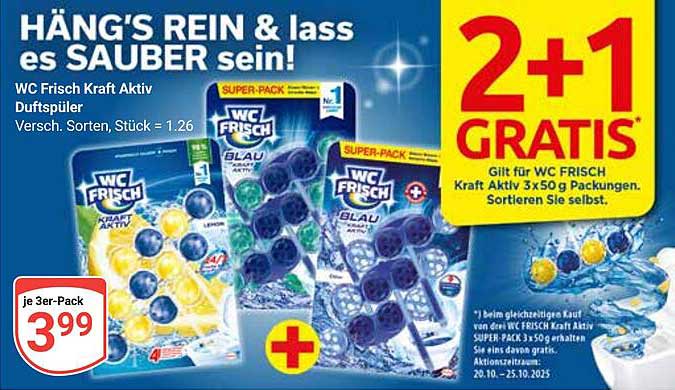 WC Frisch Kraft Aktiv Duftsprüler 2+1 Gratis