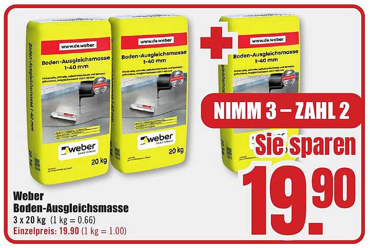 Weber Boden-Ausgleichsmasse 3 x 20 kg