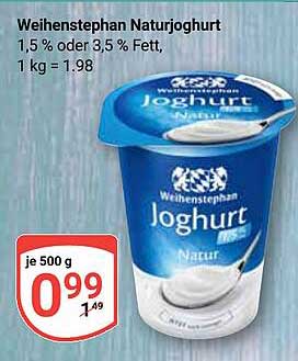 Weihenstephan Naturjoghurt 500 g - Jetzt nur 0,99 €!