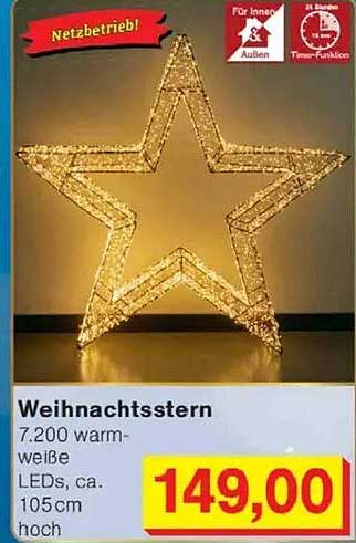 Weihnachtsstern 7.200 warm-weiße LEDs, ca. 105 cm hoch