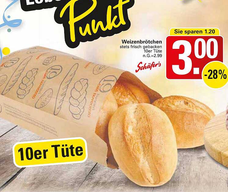 Weizenbrötchen 10er Tüte - stets frisch gebacken