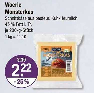 Woerle Monsterkas - Schnittkäse aus pasteurisierter Kuh-Heumilch