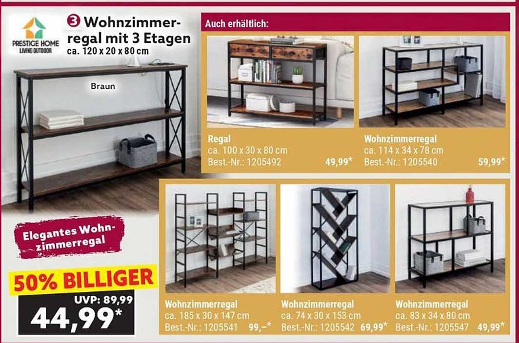 Wohnzimmerregal mit 3 Etagen - Prestige Home