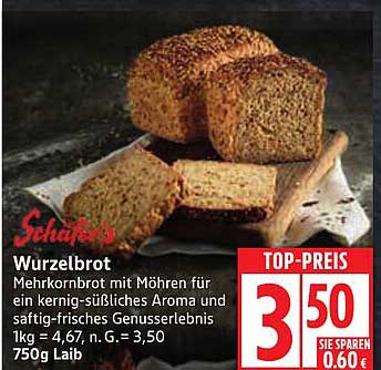 Wurzelbrot mit Möhren - 750g Laib