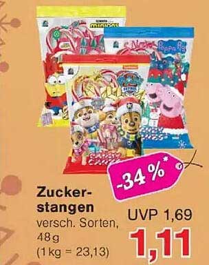 Zuckerstangen verschieden Sorten, 48 g