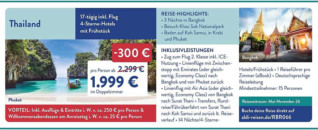 17-tägige Thailand Reise inkl. Flug, 4-Sterne-Hotels mit Frühstück