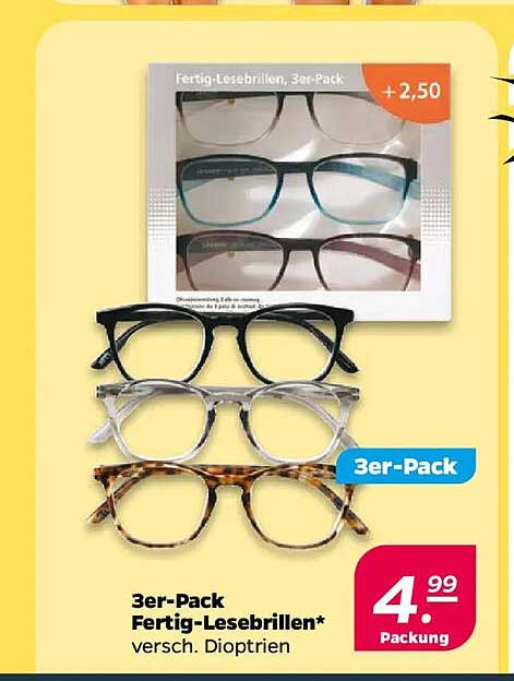 3er-Pack Fertig-Lesebrillen* versch. Dioptrien