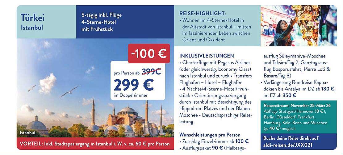 5-tägige Reise nach Istanbul inkl. Flüge und 4-Sterne-Hotel mit Frühstück