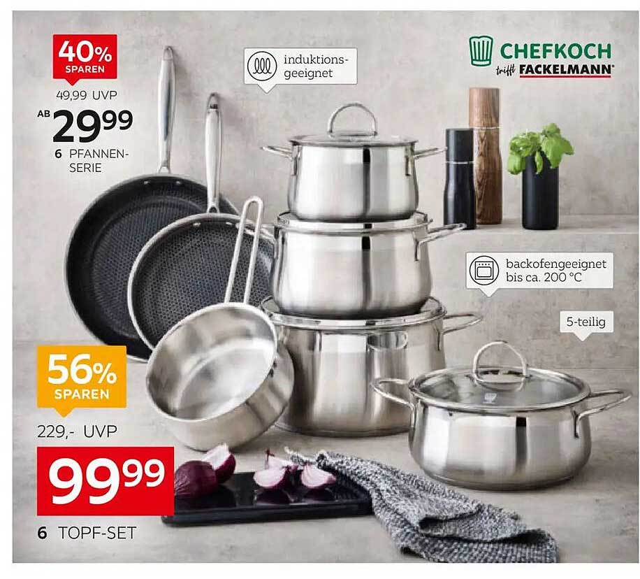 5-teiliges Topf-Set von Chefkoch trifft Fackelmann