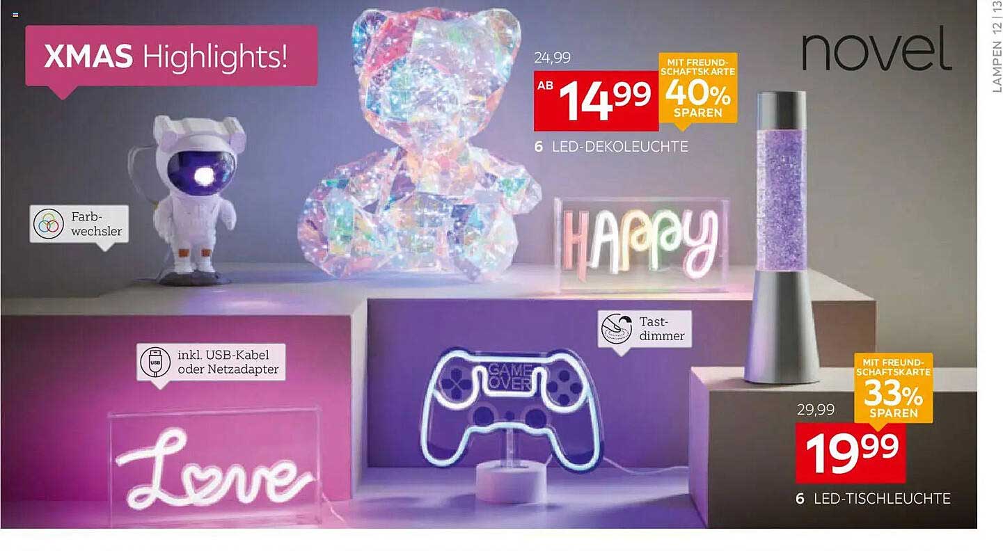 6 LED-Dekoleuchte und Tischleuchte