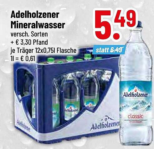 Adelholzener Mineralwasser 12 x 0,75 l Flasche