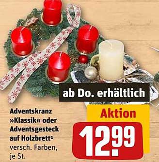 Advents kranz »Klassik« oder Adventsgesteck auf Holzbrett, verschieden, je St.