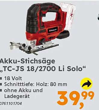Akku-Stichsäge, TC-JS 18/2700 Li Solo