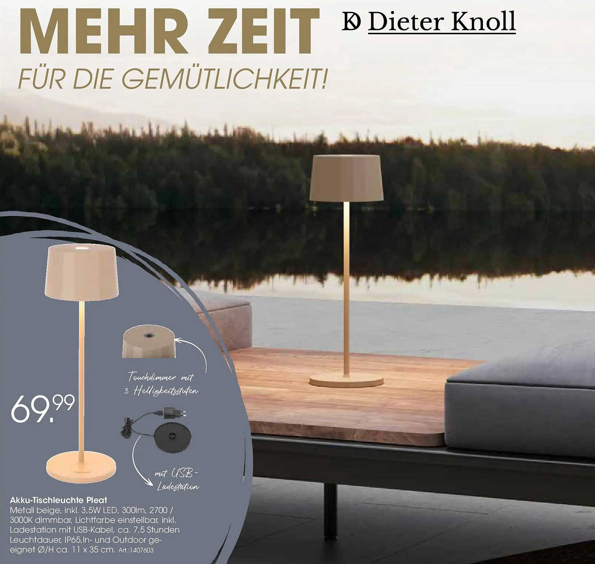 Akku-Tischleuchte Pleat