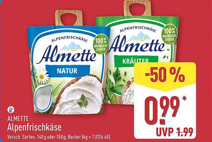 Almette Alpenfrischkäse – Natur und Kräuter