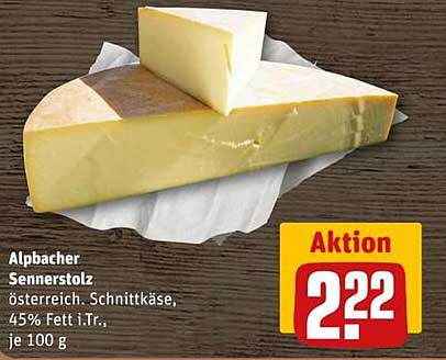 Alpbacher Sennerstolz - österreichischer Schnittkäse, 45% Fett i.Tr., je 100 g