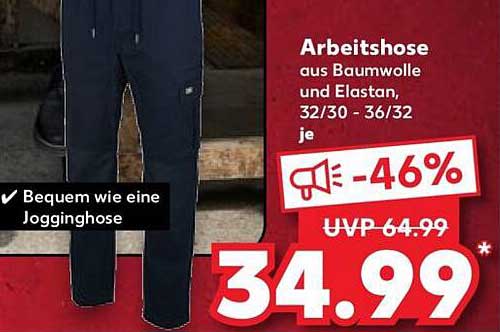 Arbeitshose aus Baumwolle und Elestan, 32/30 - 36/32 je