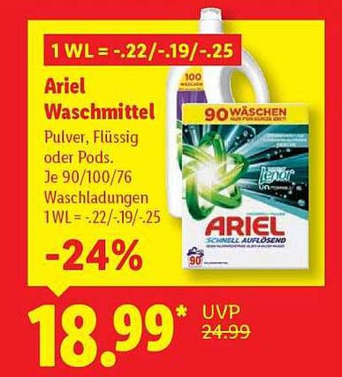 Ariel Waschmittel - Pulver, Flüssig oder Pods