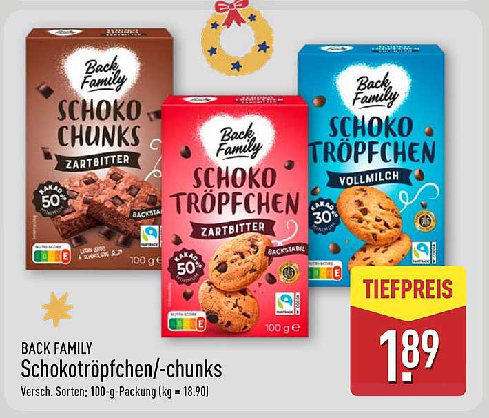 BACK FAMILY Schokotöpfchen/-chunks 100 g