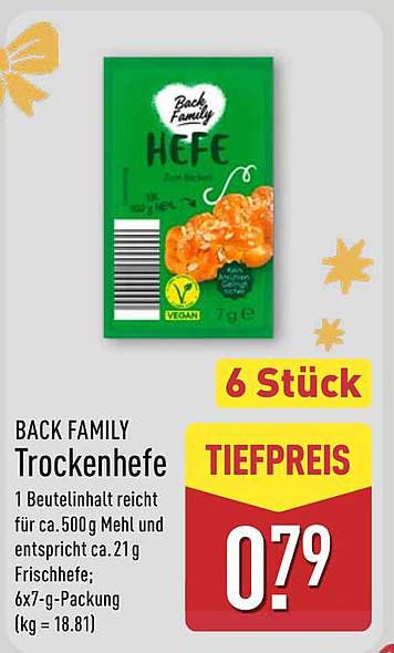 BACK FAMILY Trockenhefe 6 Stück