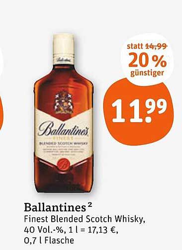 Ballantines Finest Blended Scotch Whisky, 40 Vol.-%, 0,7 l Flasche
